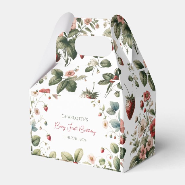 Custom Berry First Birthday Strawberry Geschenkschachtel (Vorderseite)
