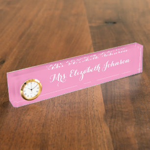 Custom Beruflich Elegant Pink Teacher School Namensplakette