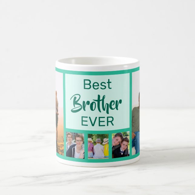 Custom Best Bruder modernen Geburtstag Foto Collag Kaffeetasse (Mittel)
