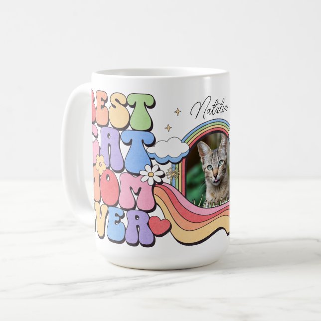 Custom Best Cat Mama je Personalisiert Coffee Tass Kaffeetasse (Vorderseite Links)