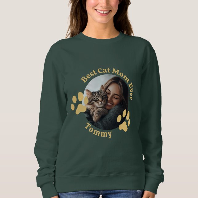 Custom Best Cat Mama je Sweatshirt mit Pet Name (Vorderseite)