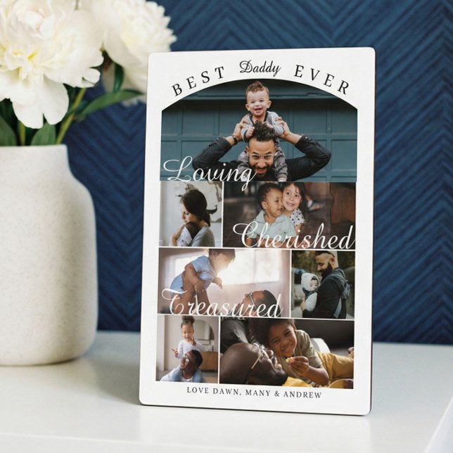 Custom Best Dad Ever Family Photo Collage Keepsake Fotoplatte (Custom Best Dad Ever Family Photo Collage Keepsake Plaque)