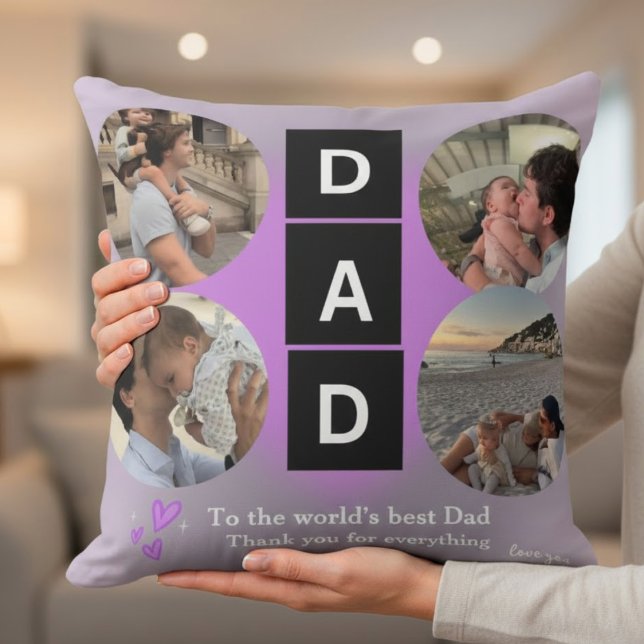 Custom "Best Dad" Photo Collage Personalized Gift  Kissen (Von Creator hochgeladen)