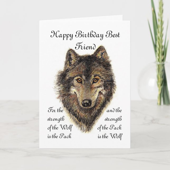 Custom Best Friend Birthday - Wolf und Pack Quote Karte (Vorderseite)