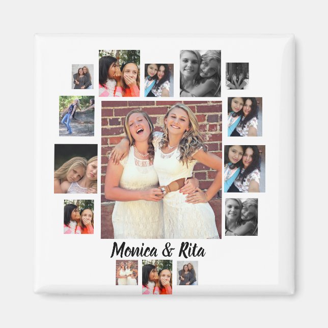 Custom Best Friends 15 Foto Collage Magnet (Vorne)