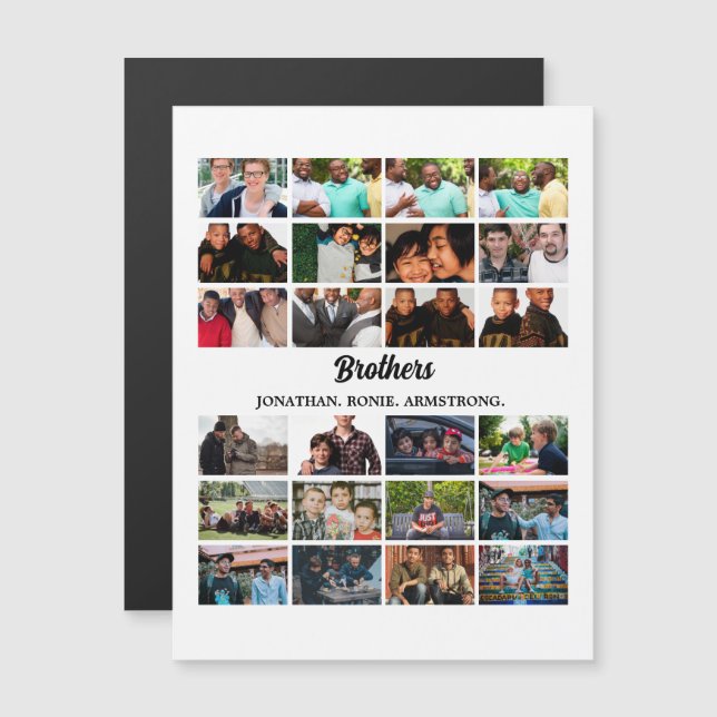 Custom Best Friends Forever Brothers Foto Collage Magnetkarte (Vorne/Hinten)