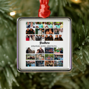 Custom Best Friends Forever Brothers Foto Collage Ornament Aus Metall