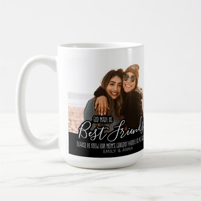 Custom Best Friends Foto Trendy Friendship Kaffeetasse (Links)