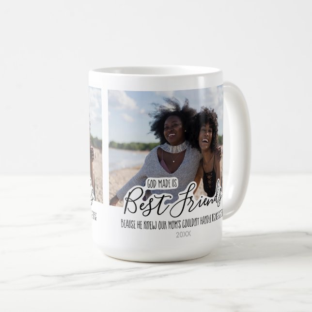 Custom Best Friends Foto Trendy Friendship Kaffeetasse (VorderseiteRechts)
