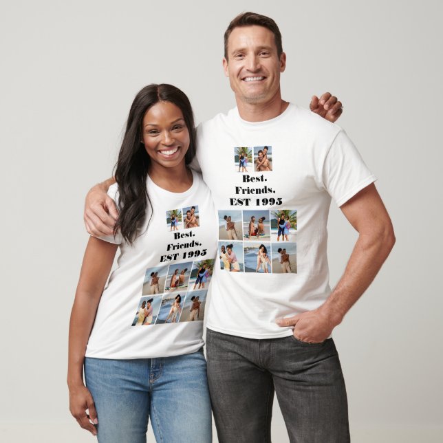 Custom Best Friends seit 1995 8 Foto Collage T-Shirt (Unisex)