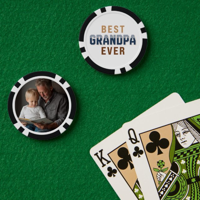 Custom Best Grandpa Ever Photo  Pokerchips (Pokertisch (doppelt))