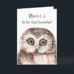 Custom Best Great Grandmother Cute Owl Humor Karte<br><div class="desc">Custom Best Great Grandmother Birthday Cute Owl Humor. Customize with your own personal greeting</div>