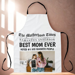 Custom "Best Mama Ever" Newspaper Headline Foto Schürze