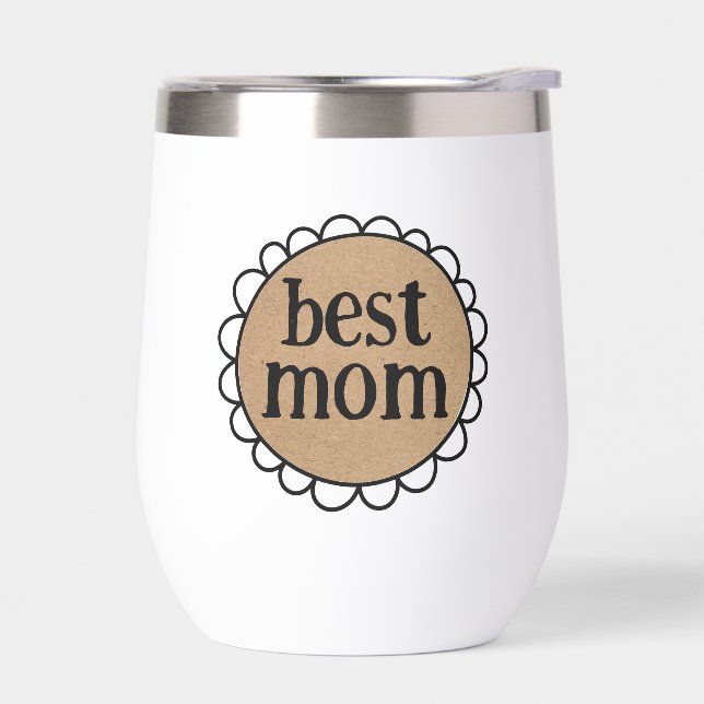 Custom BEST MAMA Scalloping Edge Stemless Wine (Links)