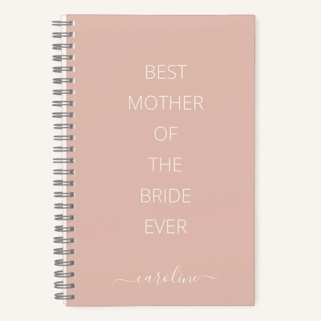 Custom Best Mother of the Bride Modern Blush Pink Notizbuch (Vorderseite)