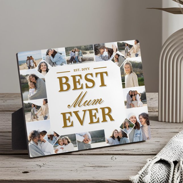 Custom Best Mum Ever Family Photo Collage Keepsake Fotoplatte (Best Mum Ever Father's Day Photo Frame Collage)