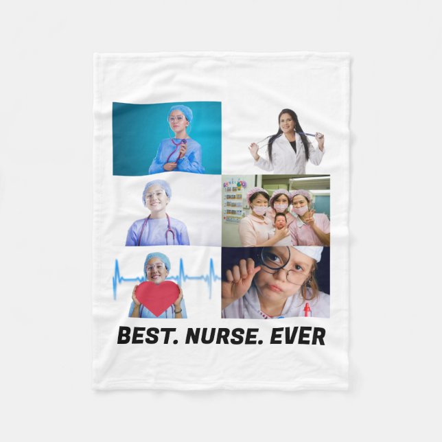 Custom Best Nurse je 6 Foto Collage Fleecedecke (Vorderseite)