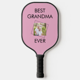 Custom Best Oma Child Foto Pink & Black Pickleball Schläger