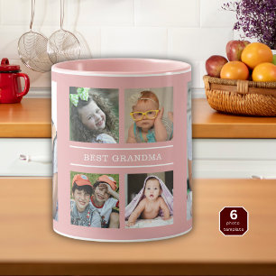 Custom Best Oma Grandkids 6 Foto Collage Pink Tasse