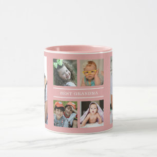 Custom Best Oma Grandkids 6 Foto Collage Pink Tasse