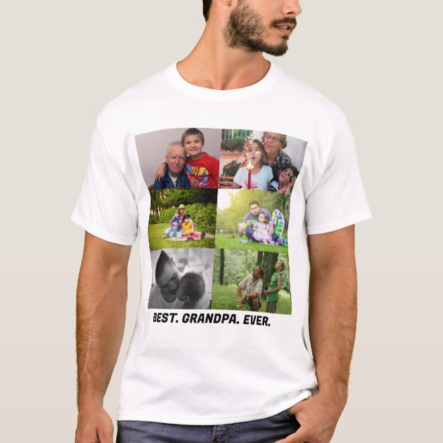 Custom Best Opa je 6 Foto Collage T-Shirt (Vorderseite)