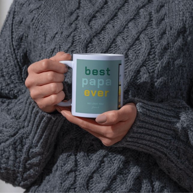 Custom Best Papa Framework with Heartfelt Message Kaffeetasse (Von Creator hochgeladen)