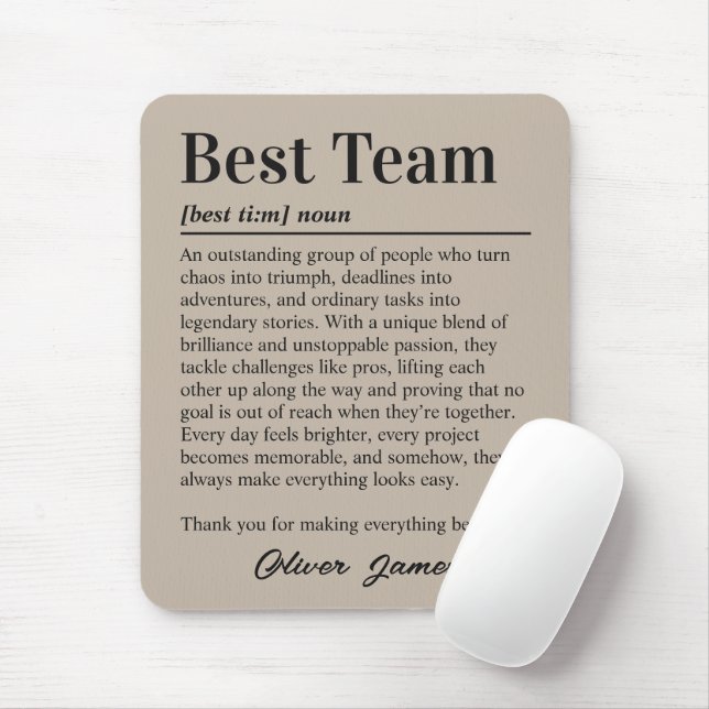 Custom Best Team Definition Teamwork Mousepad (Mit Mouse)