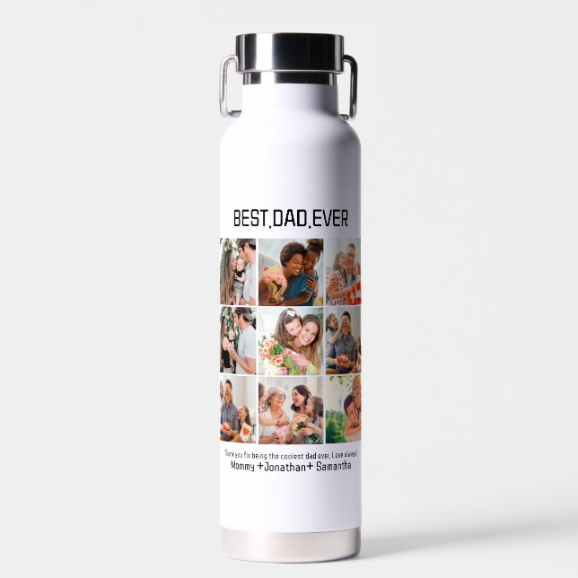 Custom Best Vater je Vatertag 9 FotoCollage Trinkflasche (Vorne)