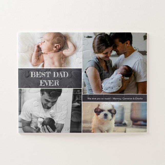 Custom Best Vater jemals Foto Collage Weihnachten Puzzle (Horizontal)