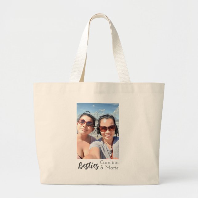 Custom Bestie Tote Bag mit Personalisierten Fotos Jumbo Stoffbeutel (Vorne)