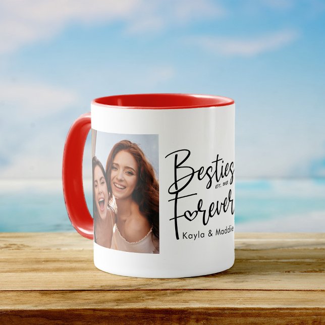 Custom Besties Forever BESTE FREUNDIN Modernes Scr Kaffeetasse (Von Creator hochgeladen)