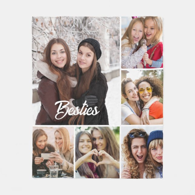 Custom "Besties" Photo Collage  Fleecedecke (Vorderseite)