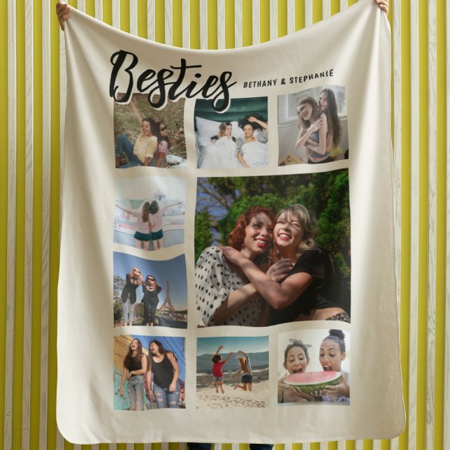 Custom Besties Photo Cream Collage Fleecedecke (Von Creator hochgeladen)