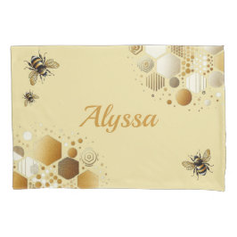 Custom Besy Bee on Honeycomb: Hexagons and Circles Kissenbezug