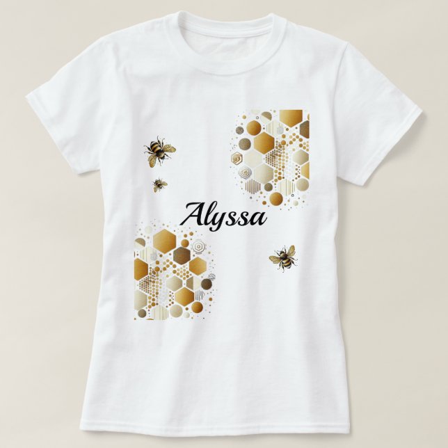 Custom Besy Bee on Honeycomb: Hexagons and Circles T-Shirt (Design vorne)