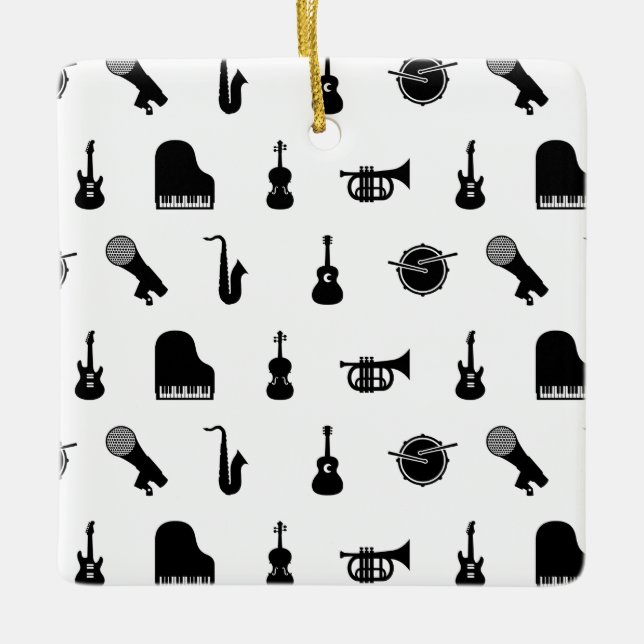 CUSTOM BG FARBE verschiedener Musikinstrumente Keramikornament (Vorderseite)