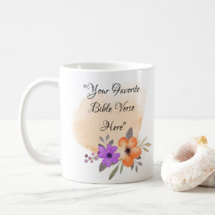 Custom Bible Verse on Peach Background and Blume Kaffeetasse