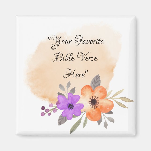 Custom Bible Verse on Peach Background and Blume Magnet (Vorne)