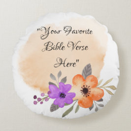 Custom Bible Verse on Peach Background and Blume Rundes Kissen