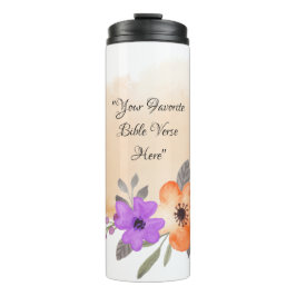 Custom Bible Verse on Peach Background and Blume Thermosbecher
