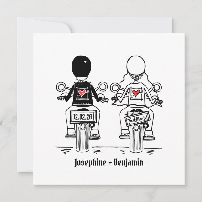 Custom Biker Motorrad Abend Hochzeit Einladung (Vorderseite)