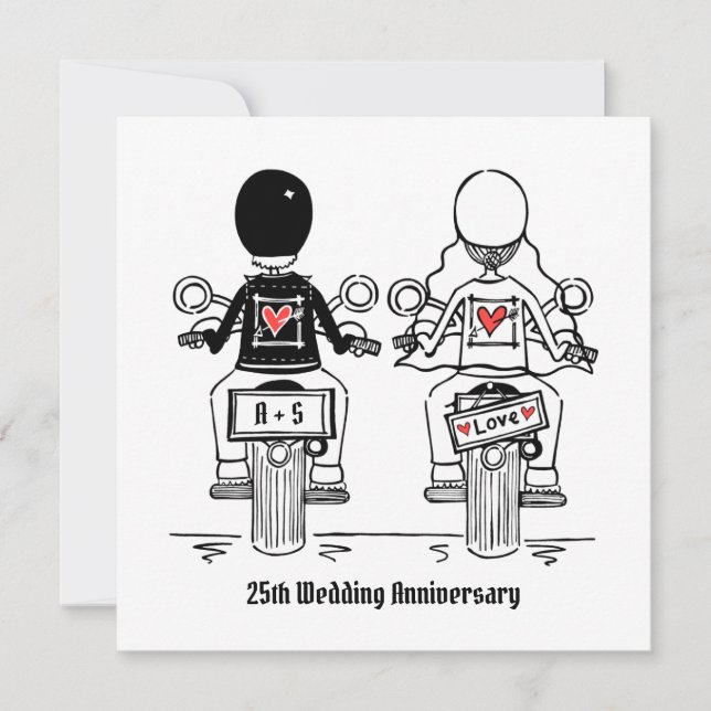 Custom Biker Motorrad Hochzeit Jahrestag Einladung (Vorderseite)