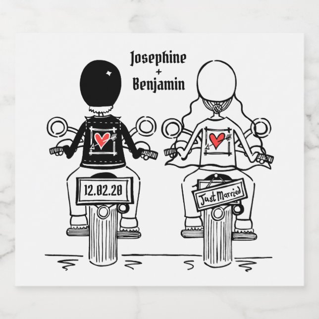 Custom Biker Motorrad Hochzeitsmarken Bierflaschenetikett (Einzelnes Label)