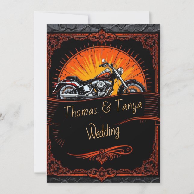 Custom Biker Wedding Invitation Einladung (Vorderseite)