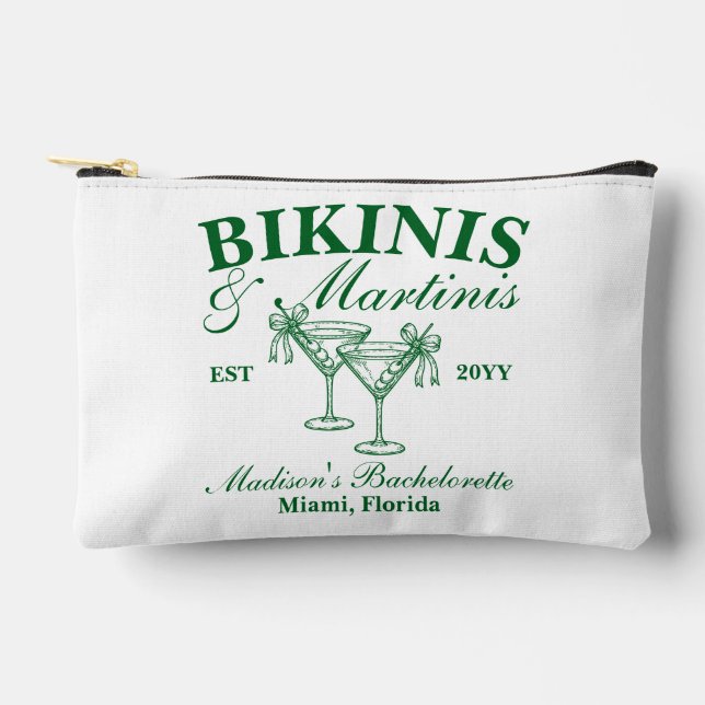 Custom Bikinis und Martinis Junggeselinnen-Abschie Zubehörtasche (Vorderseite)