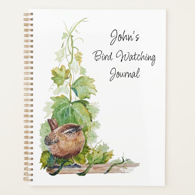 Custom Bird Watching Journal for Birders Wren Bird Planer (Vorderseite)