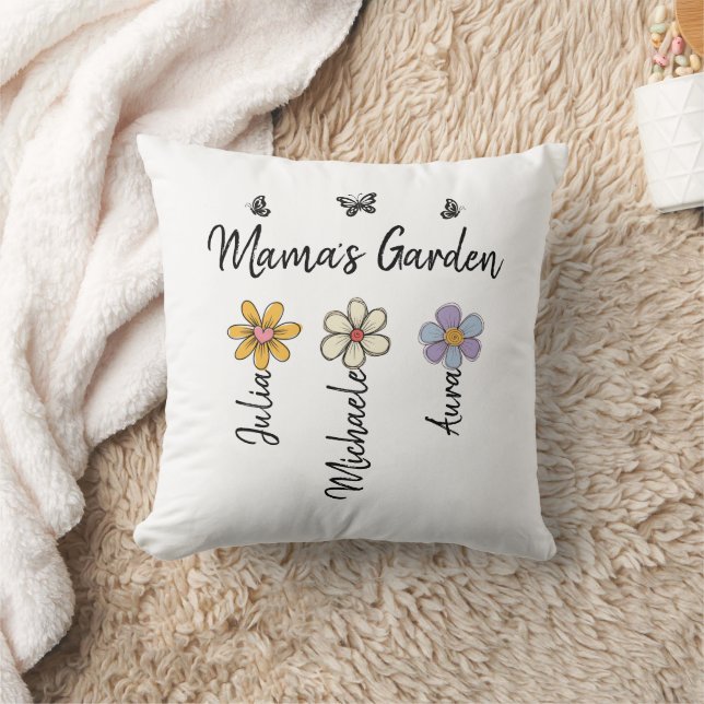 Custom Birth Flower Mug Names, Mama's Garden Gift Kissen (Decke)