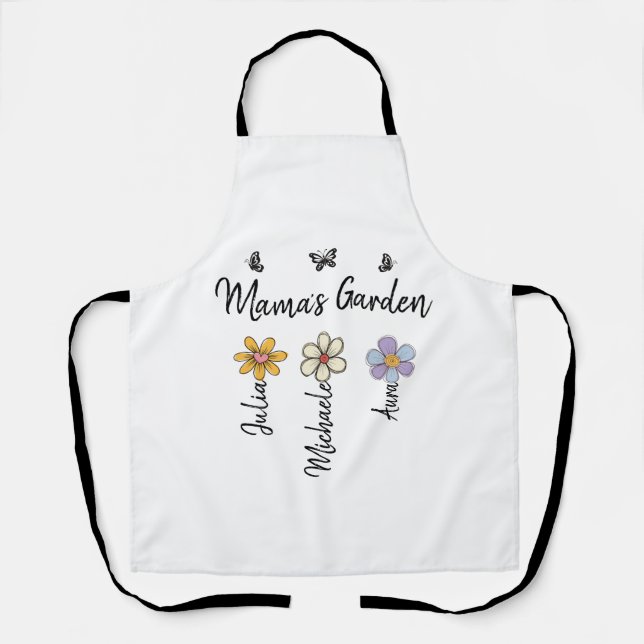Custom Birth Flower Mug Names, Mama's Garden Gift Schürze (Vorderseite)