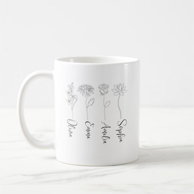 Custom Birth Month Blume Pflanze Lover Gift Kaffeetasse (Links)