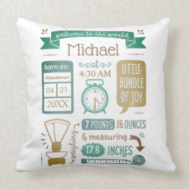 Custom Birth Stats Keepake Throw Kissen